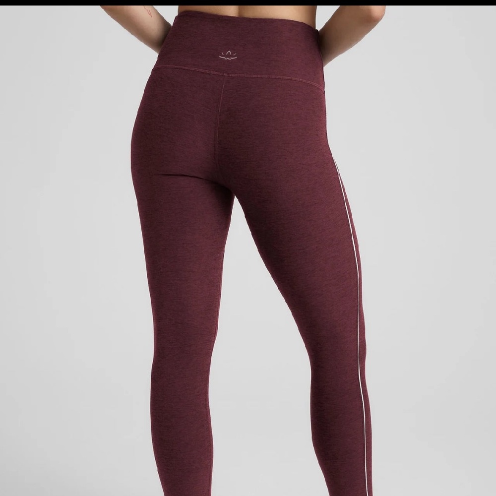 Beyond Yoga-Spacedye Ready Midi Legging- midnight burgundy Heather